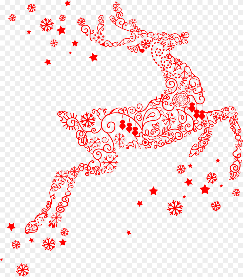 Red Christmas Deer, Art, Floral Design, Graphics, Pattern Png