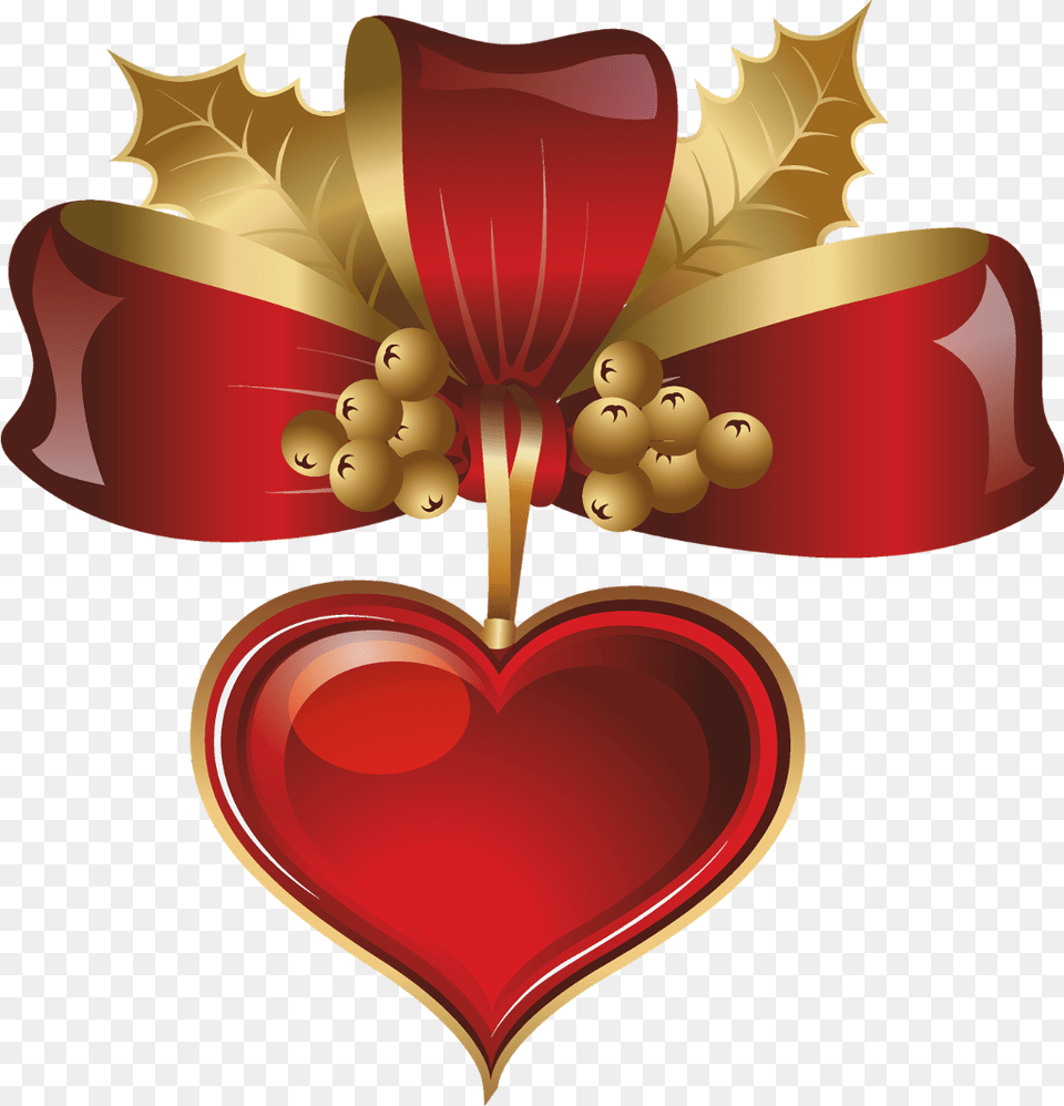 Red Christmas Hearts Heart Love Mistel Bow Love Christmas Heart Clipart Free Transparent Png