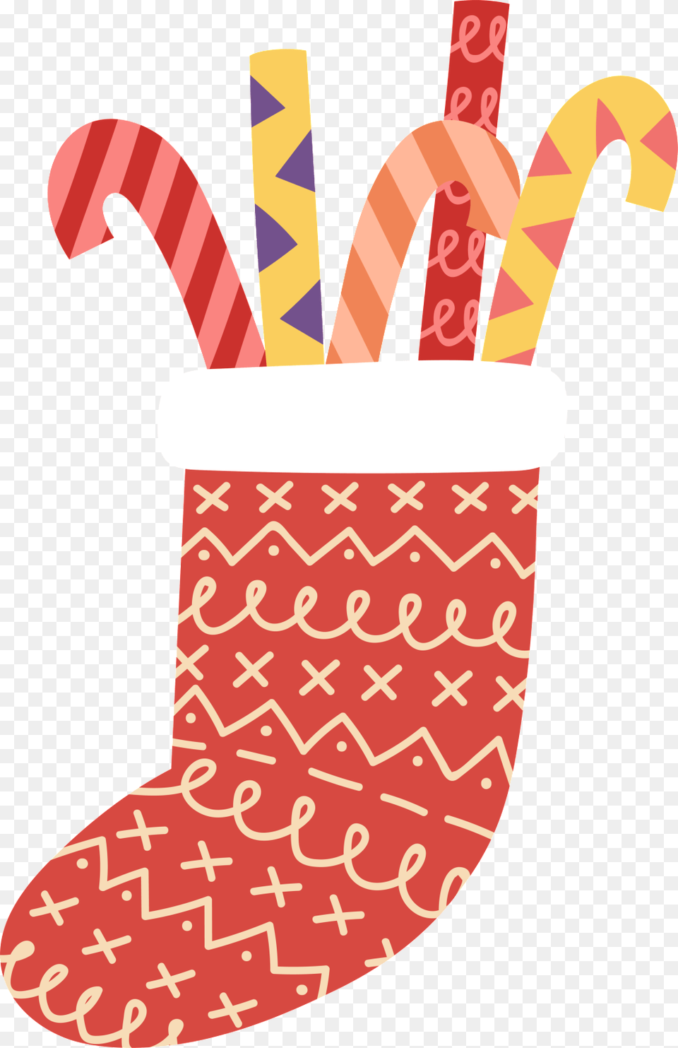 Red Christmas Sock Christmas Cartoon Transparent, Hosiery, Clothing, Festival, Christmas Decorations Png