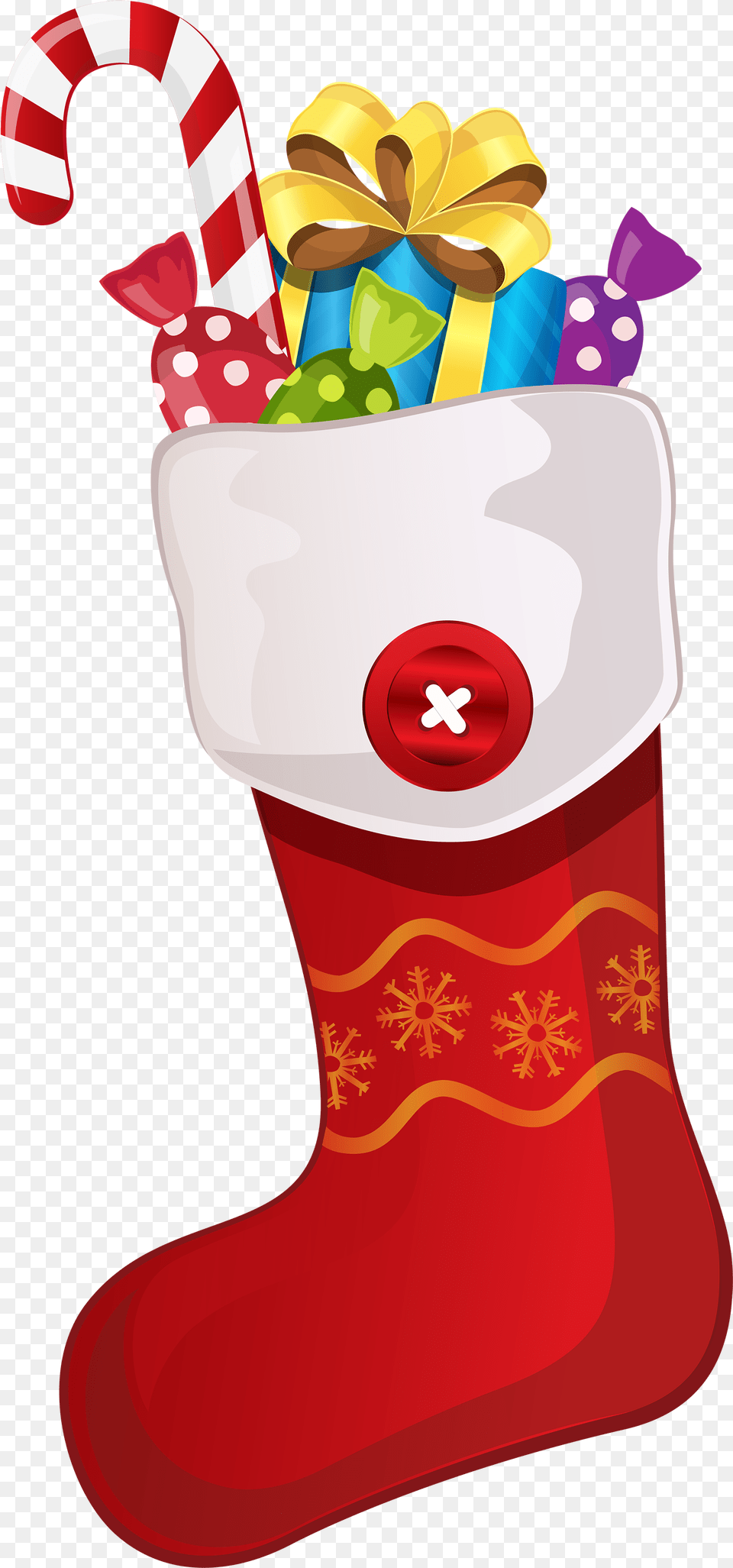 Red Christmas Stocking With Clipart Christmas, Gift, Hosiery, Clothing, Festival Free Png Download
