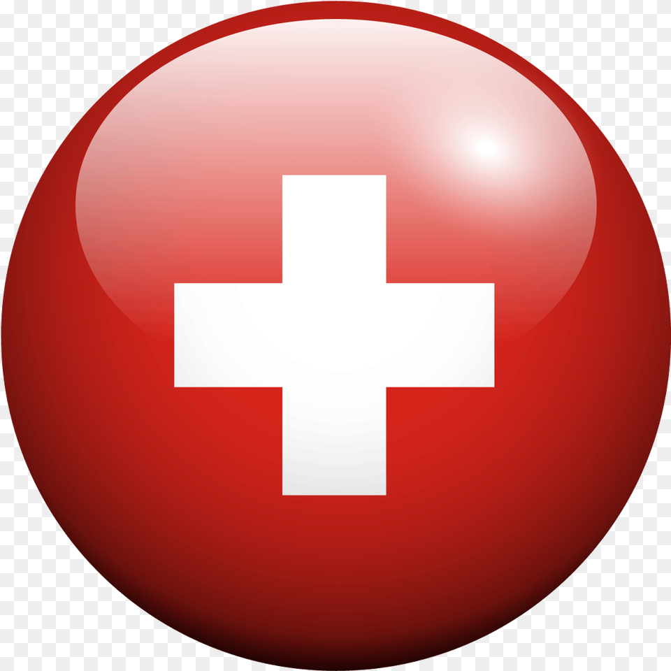 Red Circle Cross Transparent Switzerland Round Flag No Background, First Aid, Symbol, Logo, Red Cross Free Png Download