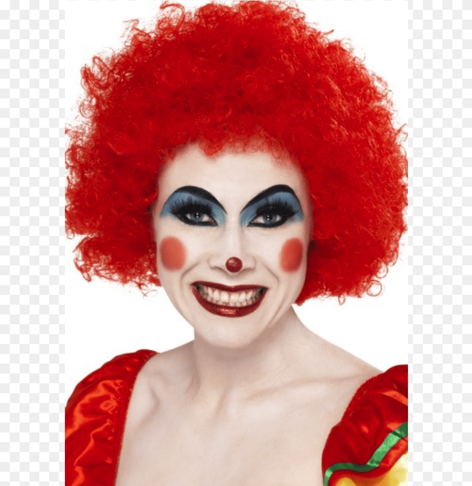 Red Clown Wig, Adult, Person, Woman, Female Png