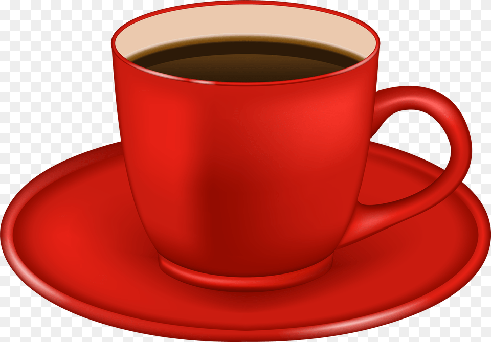 Red Coffee Cup Clipart, Saucer, Beverage, Coffee Cup Free Png Download