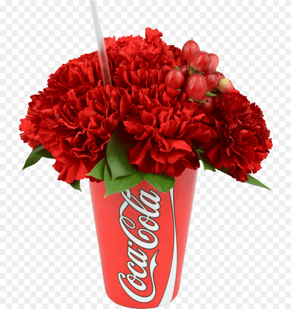 Red Coke Cup With Flowers Lip Smacker Cup Lip Balm Coca Cola Cherry 04 Fl Oz, Flower, Flower Arrangement, Plant, Flower Bouquet Png Image