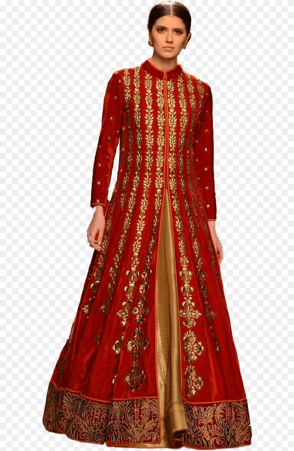 Red Color Jacket Lehenga In Velvet Gown, Clothing, Dress, Fashion, Wedding Gown Free Transparent Png