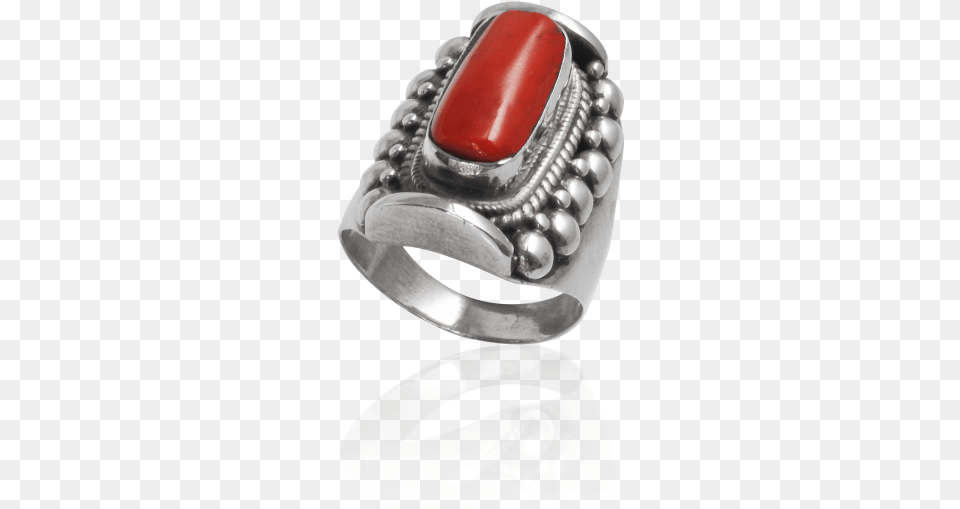 Red Coral Silver Tibetan Ring Gemstone, Accessories, Jewelry Png Image