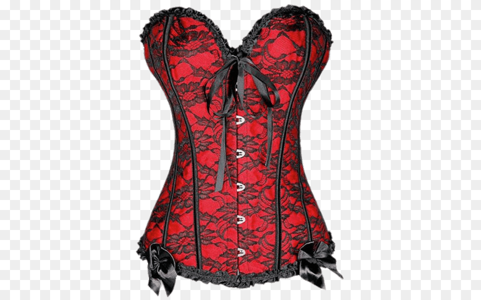 Red Corset With Black Lace, Clothing, Vest Free Transparent Png