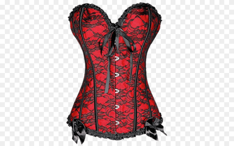 Red Corset With Black Lace, Clothing, Vest Free Png