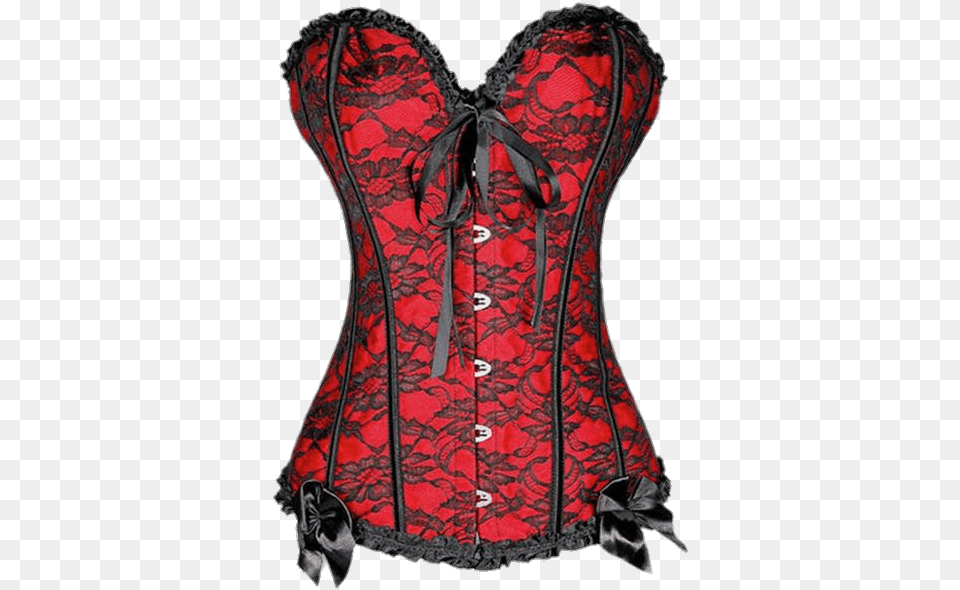 Red Corset With Black Lace Clip Arts Red Corset Black Lace, Clothing, Coat Free Transparent Png