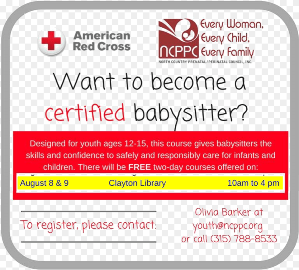 Red Cross Babysitting Course Certificate, Logo, Symbol, First Aid, Red Cross Png Image