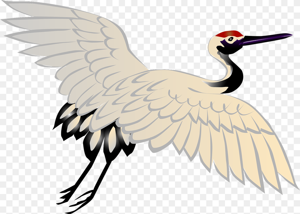 Red Crowned Crane Bird Clipart, Animal, Crane Bird, Waterfowl Png Image