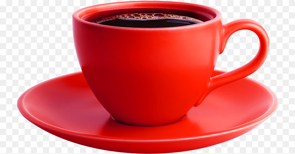 Red Cup Of Coffee, Saucer, Beverage, Coffee Cup Free Png Download