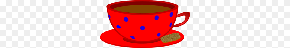 Red Cup Saucer Blue Polka Dots Clip Art, Beverage, Coffee, Coffee Cup Png