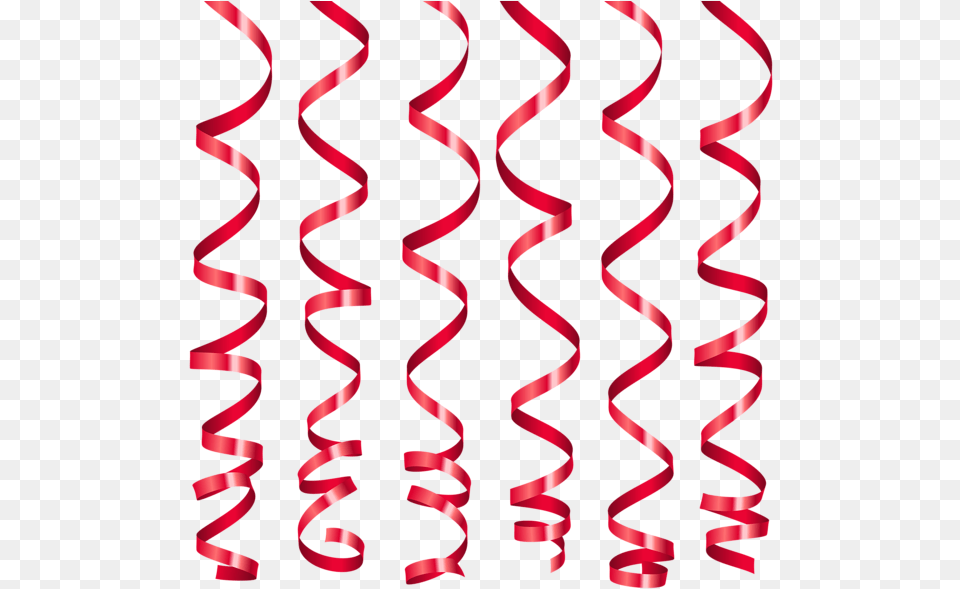 Red Curly Ribbons Clip Art Ribbon Paper Streamers Red Curly Ribbon, Pattern, Confetti, Dynamite, Weapon Free Png Download