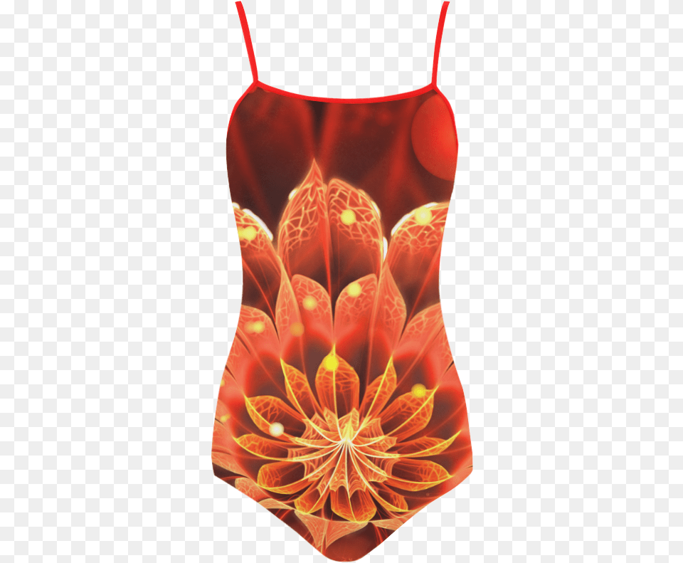 Red Dahlia Fractal Flower With Beautiful Bokeh Strap Flower, Accessories, Clothing, Pattern, Swimwear Png Image