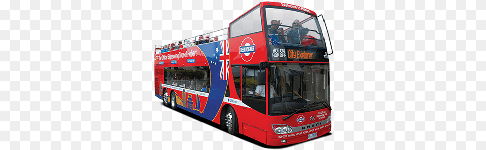 Red Decker Bus With Passengers Onboard, Tour Bus, Transportation, Vehicle, Double Decker Bus Png Image