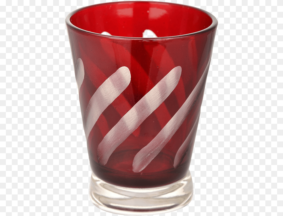 Red Diagonal Stripe Glass Tealight Candle Holder Pint Glass, Jar, Pottery, Vase, Cup Free Png Download