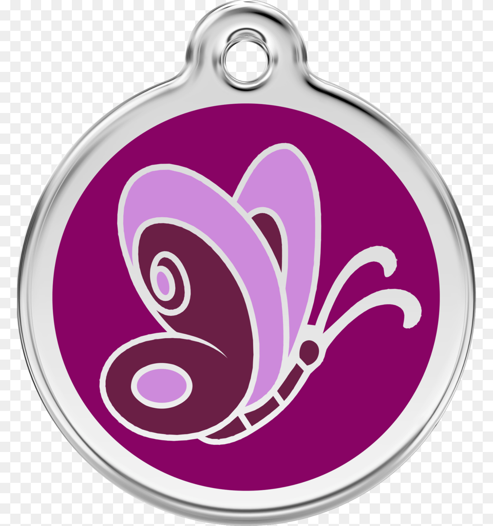 Red Dingo Stainless Steel Amp Enamel Purple Butterfly Medaille Chat Papillon, Accessories Free Png