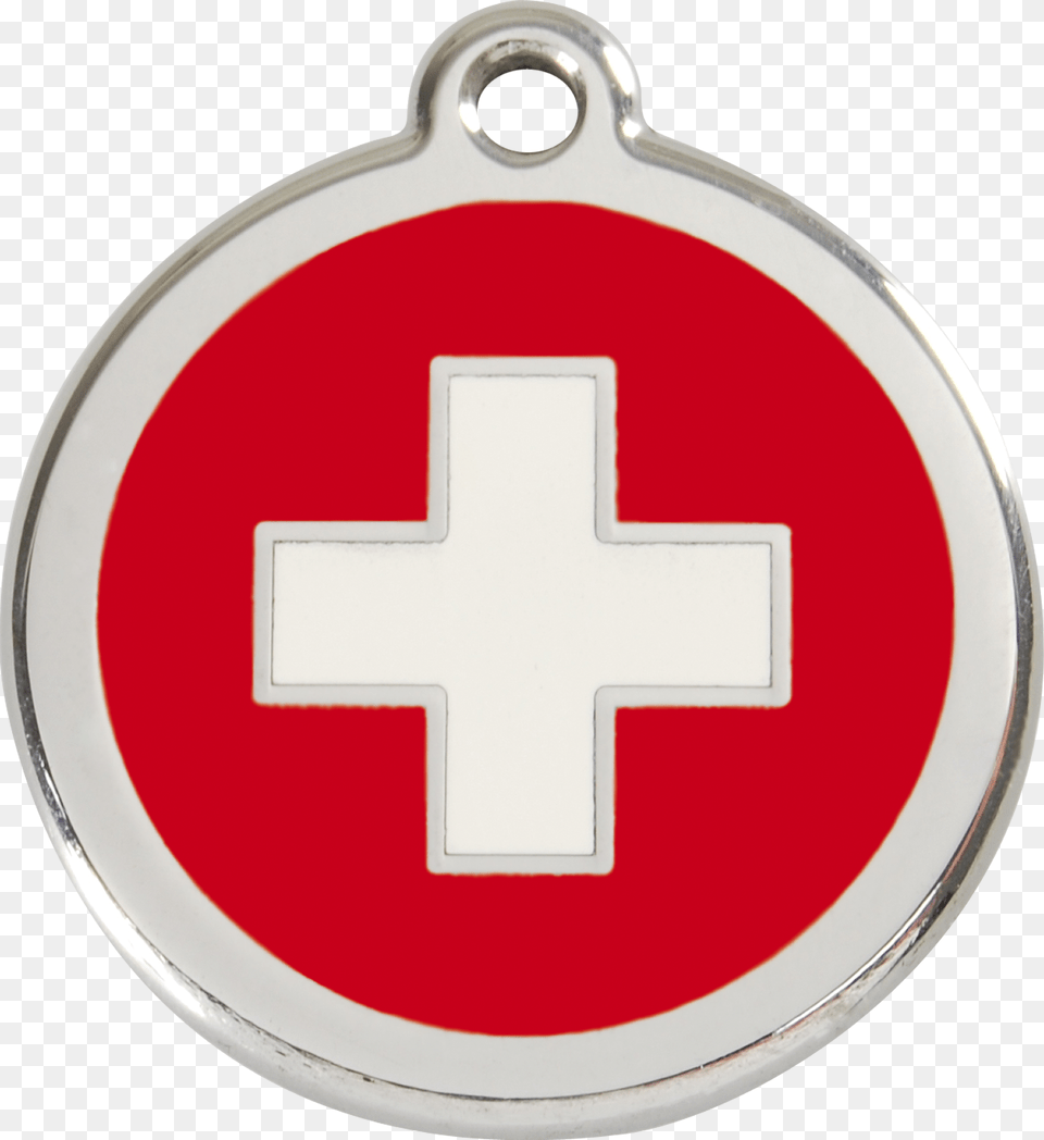 Red Dingo Stainless Steel Amp Enamel Swiss Cross Dog Large Pet Tag Red, Symbol, First Aid, Logo, Road Sign Free Png Download