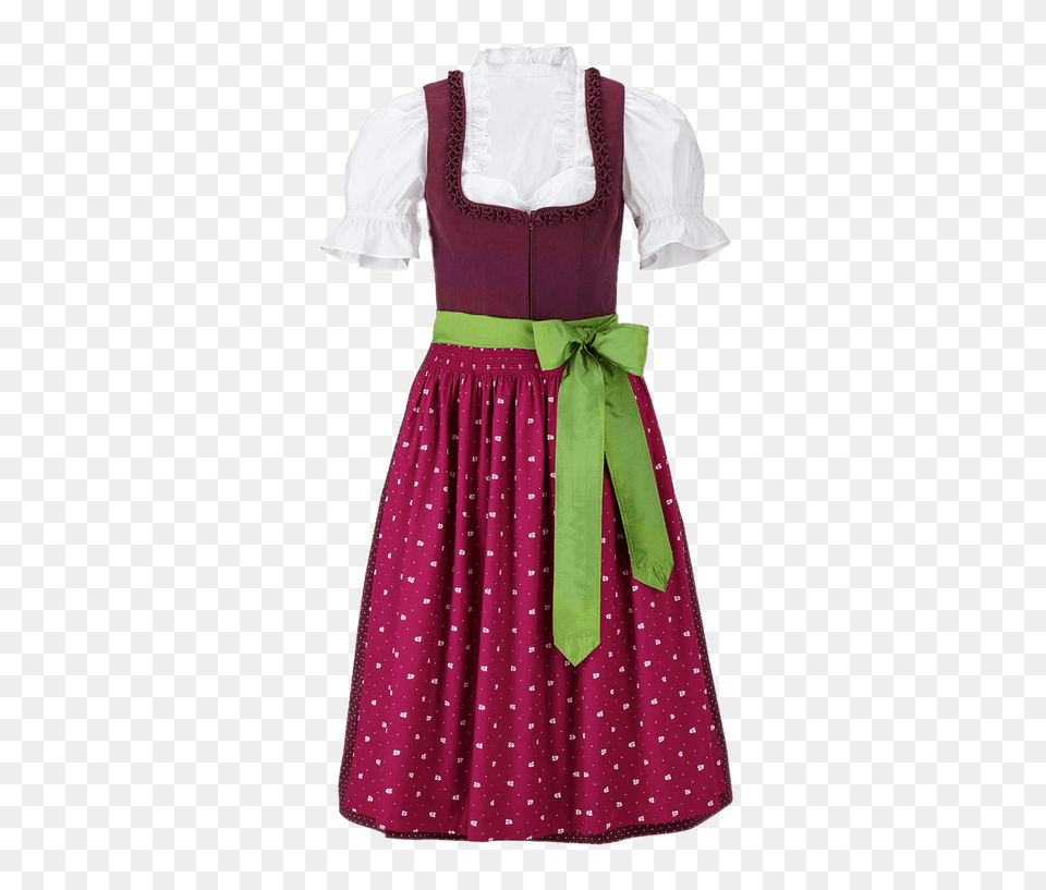 Red Dirndl Dress With Green Belt, Child, Female, Girl, Person Free Png