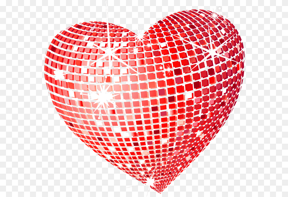 Red Disco Heart Background Sparkle Heart, Balloon Free Transparent Png