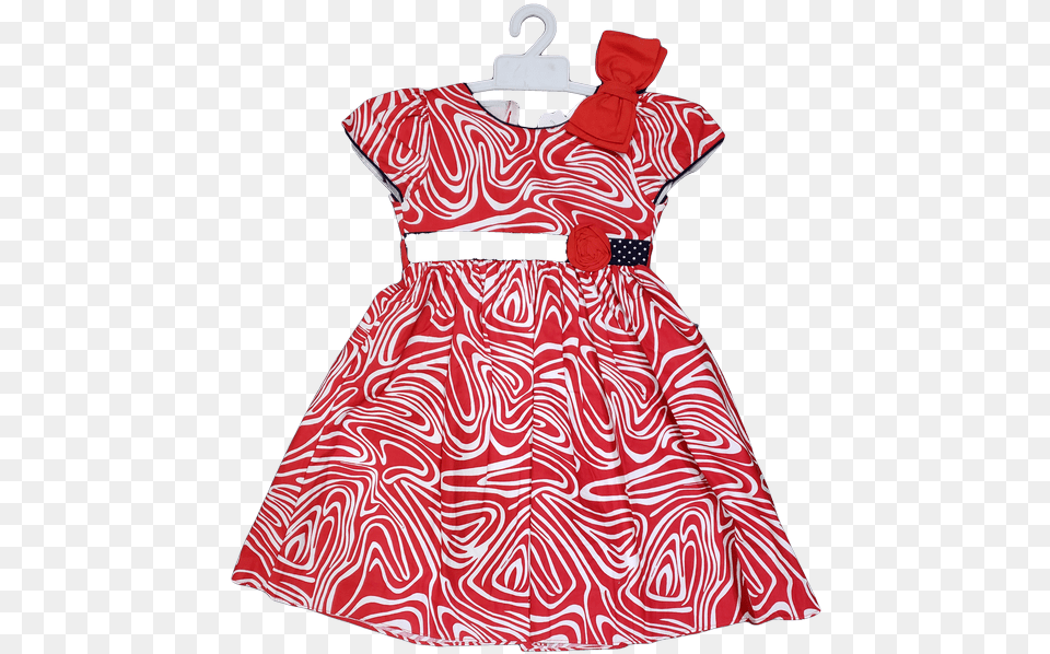 Red Dress With White Patterns And Ribbon Cocktail Dress, Clothing, Formal Wear, Pattern, Evening Dress Free Transparent Png