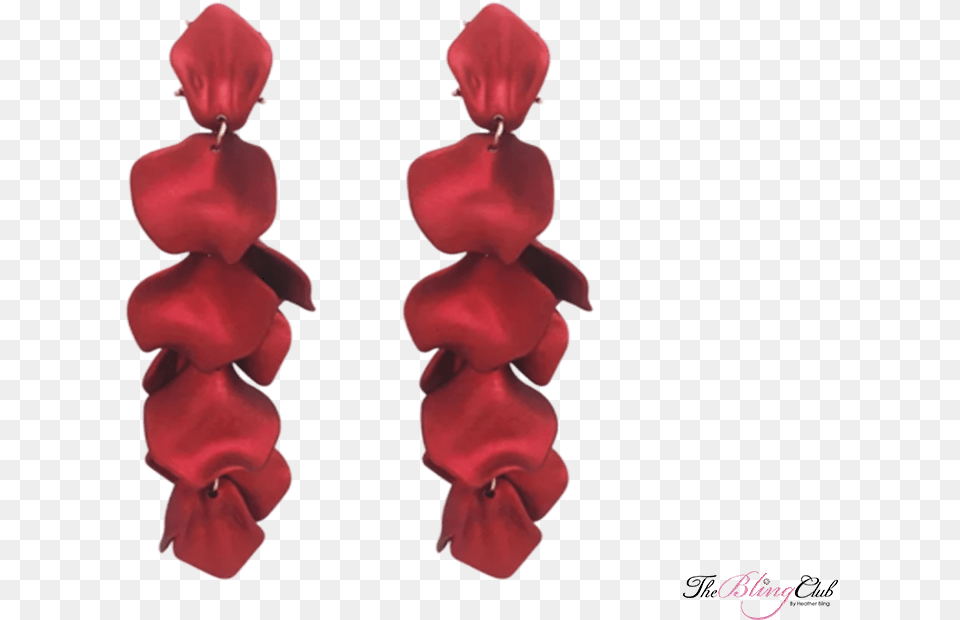 Red Earrings That Look Like Layered Dangling Rose Petals In Vertical, Flower, Petal, Plant, Baby Free Png Download