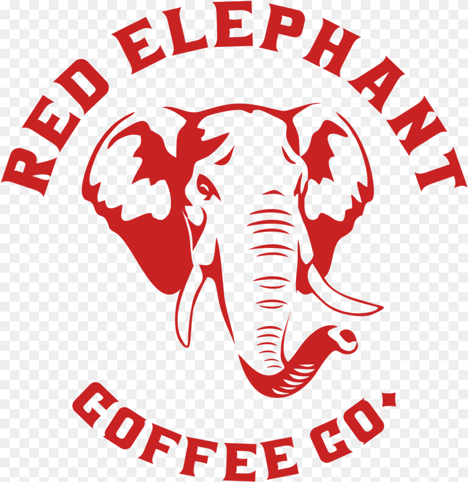 Red Elephant Coffee Co Graphic Design, Logo, Person, Face, Head Free Transparent Png