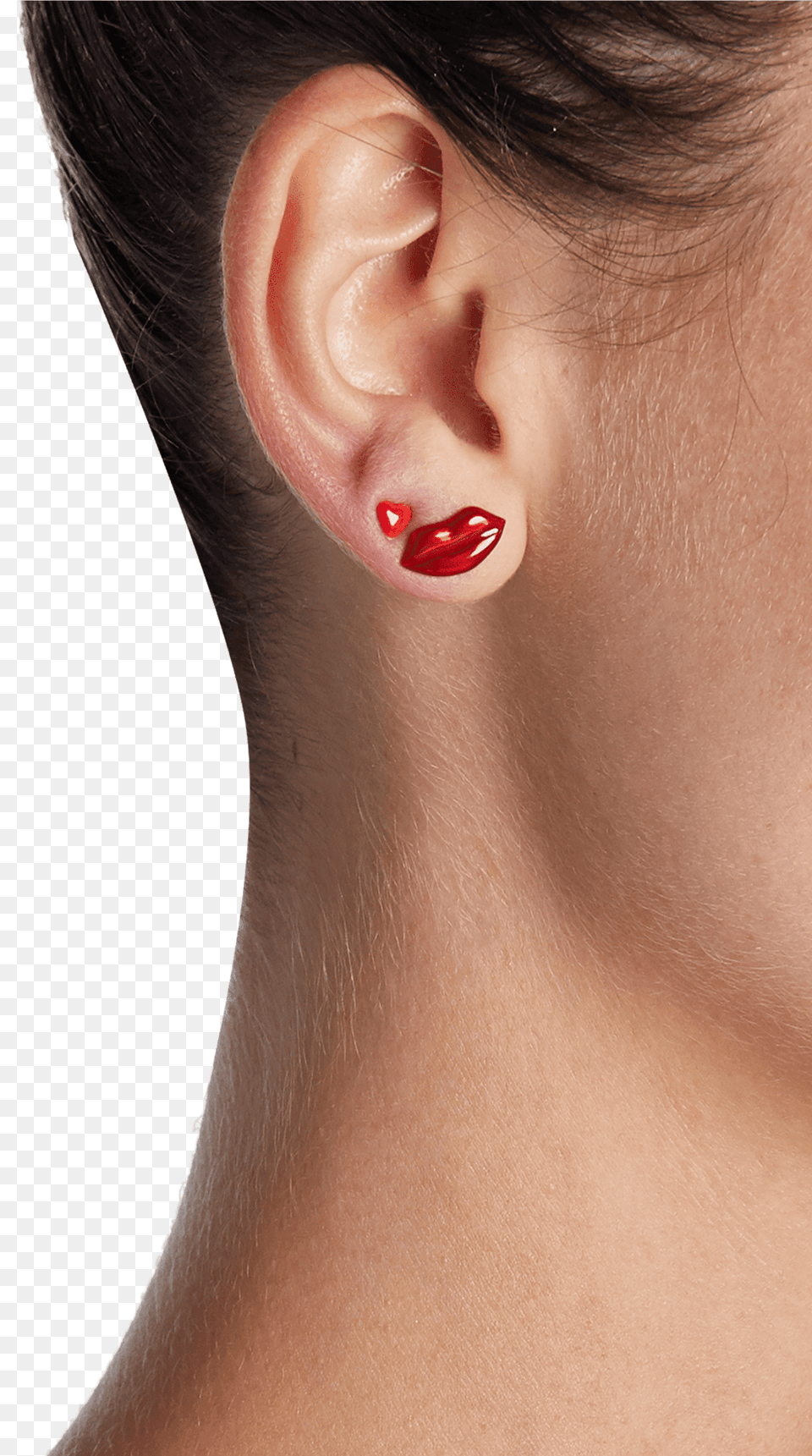 Red Enamel Lip Single Stud Earring Alison Lou Earring, Accessories, Person, Jewelry, Female Free Png Download