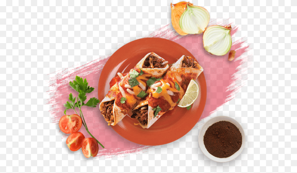 Red Enchilada Skillet Sauce Panucho, Food, Plate Png