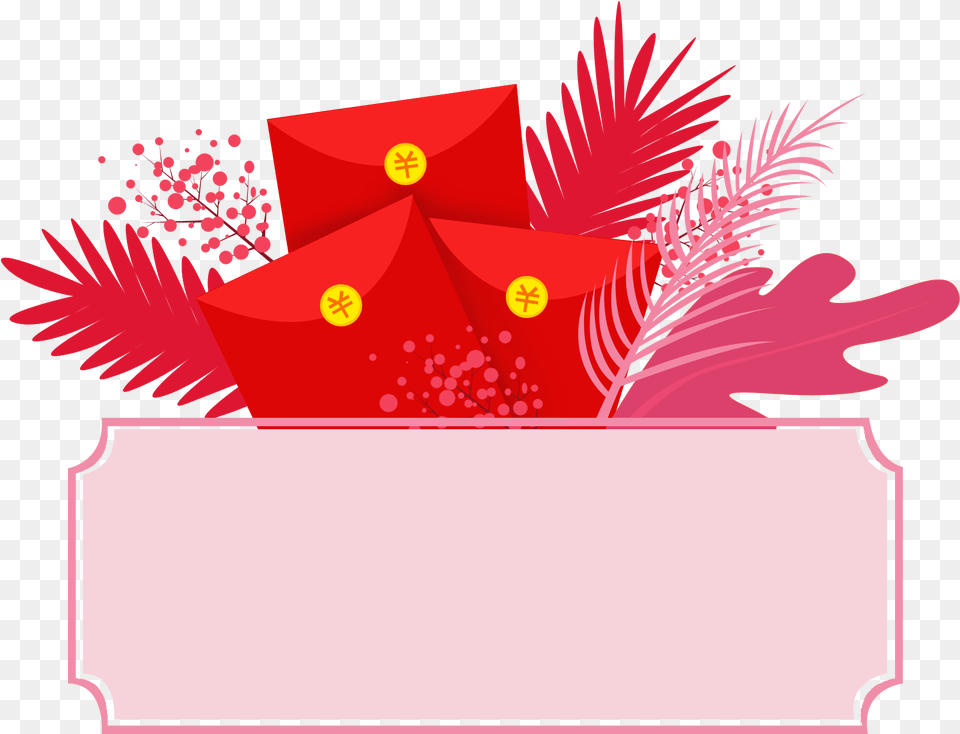 Red Envelope Border Floral And Psd Illustration, Gift Png Image