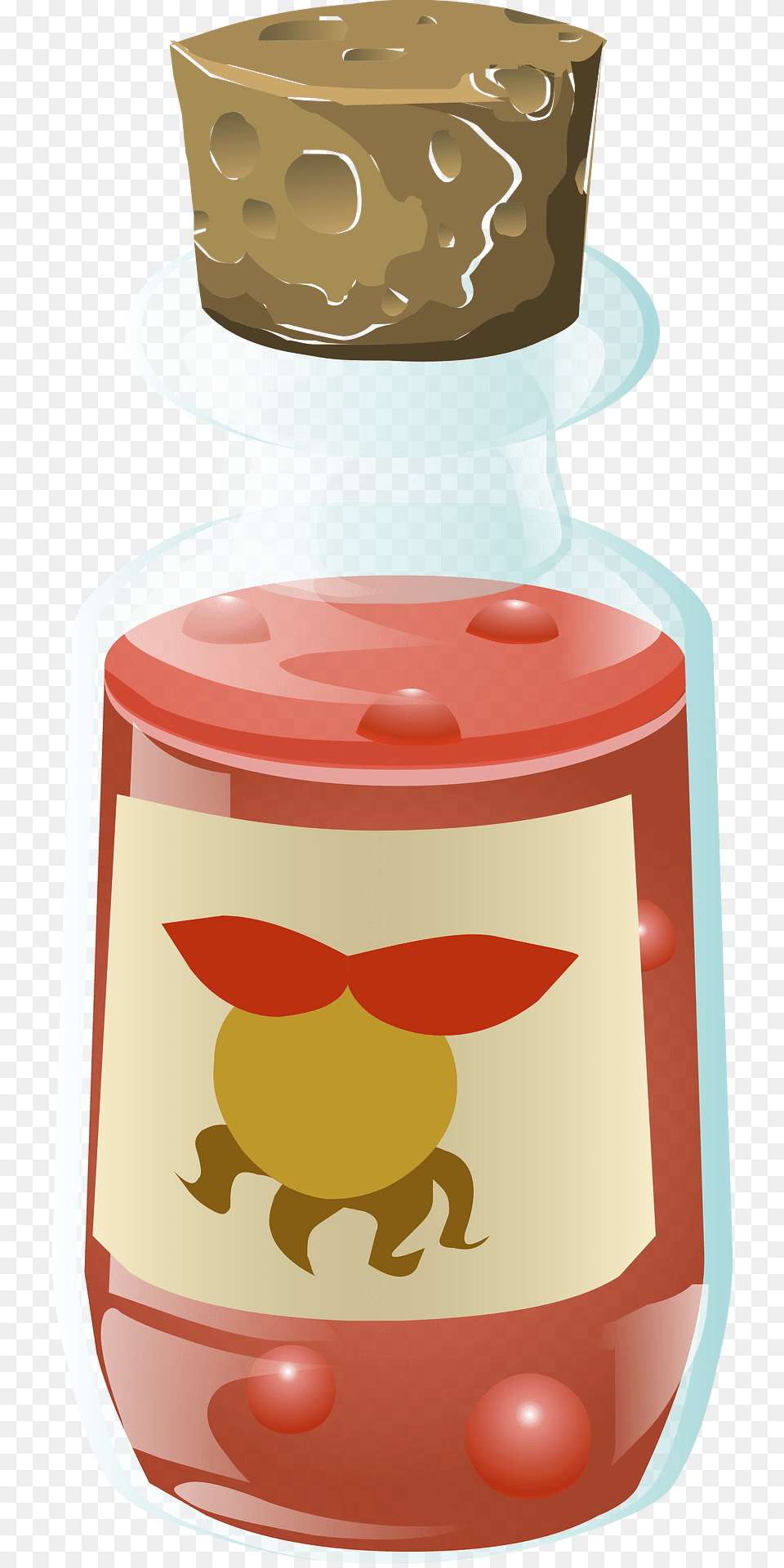 Red Essence Corked Bottle Clipart, Jar, Food, Ketchup Png Image