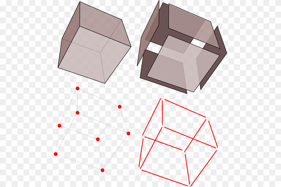 Red Faces Cube Cubes Dots Lines Math Geometry Cube, Diagram Png