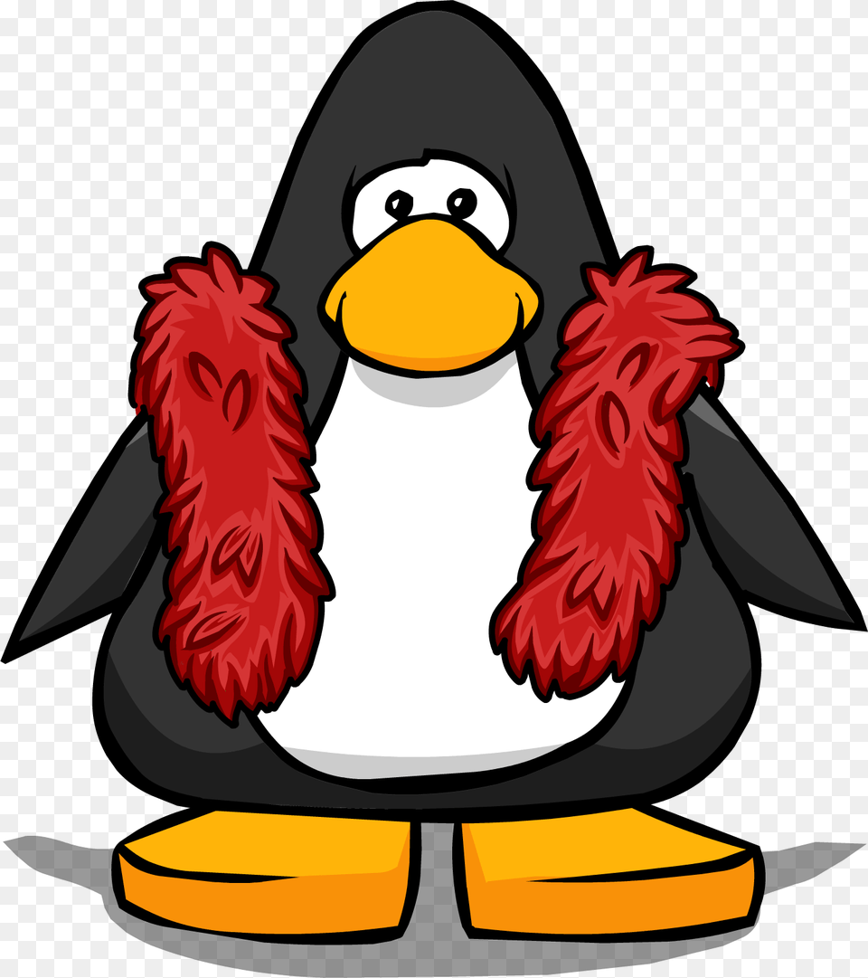 Red Feather Boa From A Player Card Club Penguin Fishing, Animal, Bird Free Transparent Png