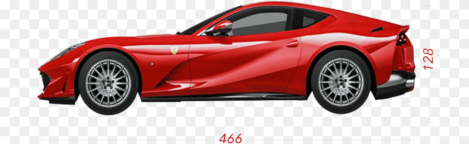 Red Ferrari 812 Superfast Supercar, Alloy Wheel, Vehicle, Transportation, Tire Png Image