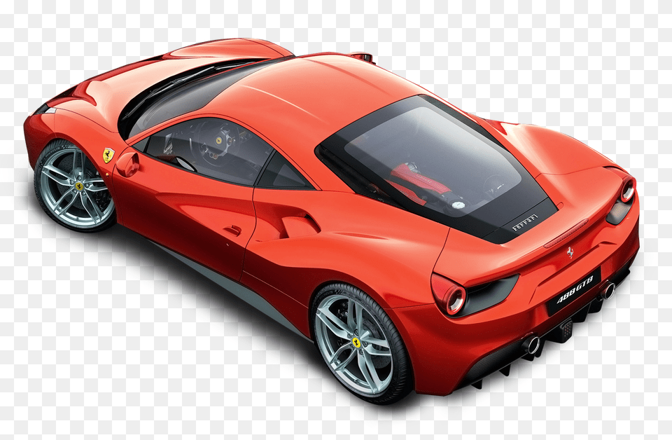 Red Ferrari Top View Car Image, Wheel, Vehicle, Coupe, Machine Free Png