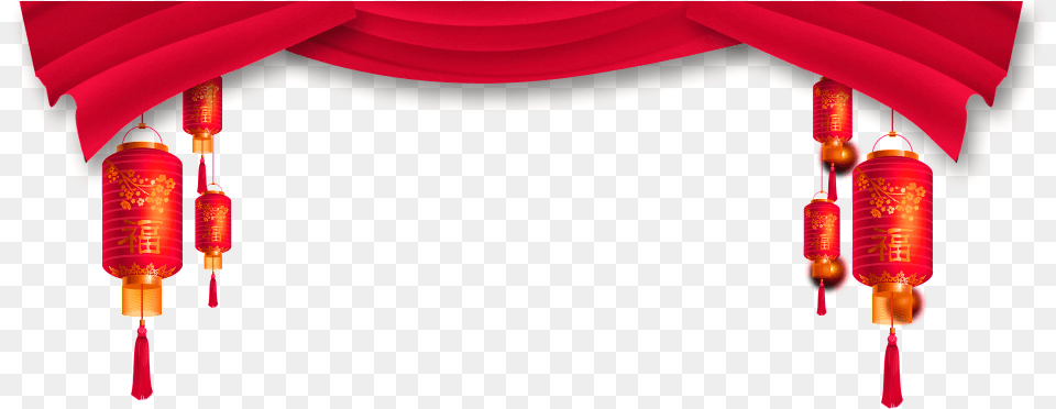 Red Festive Curtain Decoration Vector, Lamp Free Png Download
