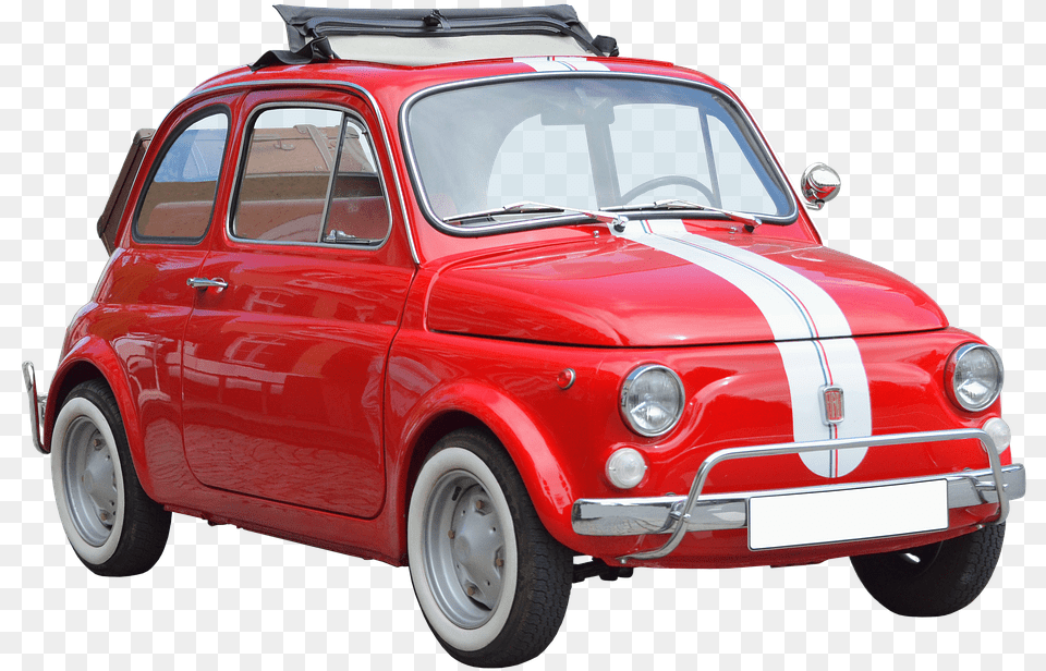 Red Fiat Image Old Fiat 500, Car, Vehicle, Transportation, Wheel Free Png