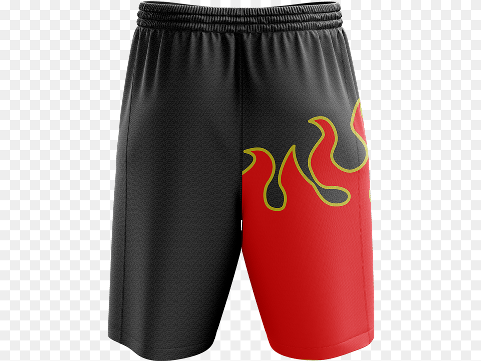 Red Flame Board Short, Clothing, Shorts, Swimming Trunks Png