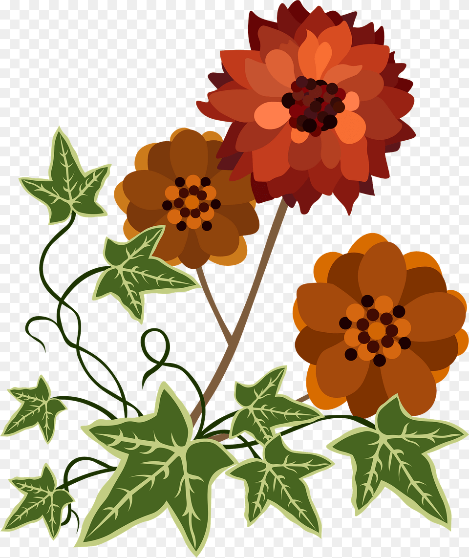Red Flower And Ivy Clipart, Art, Dahlia, Floral Design, Graphics Free Transparent Png