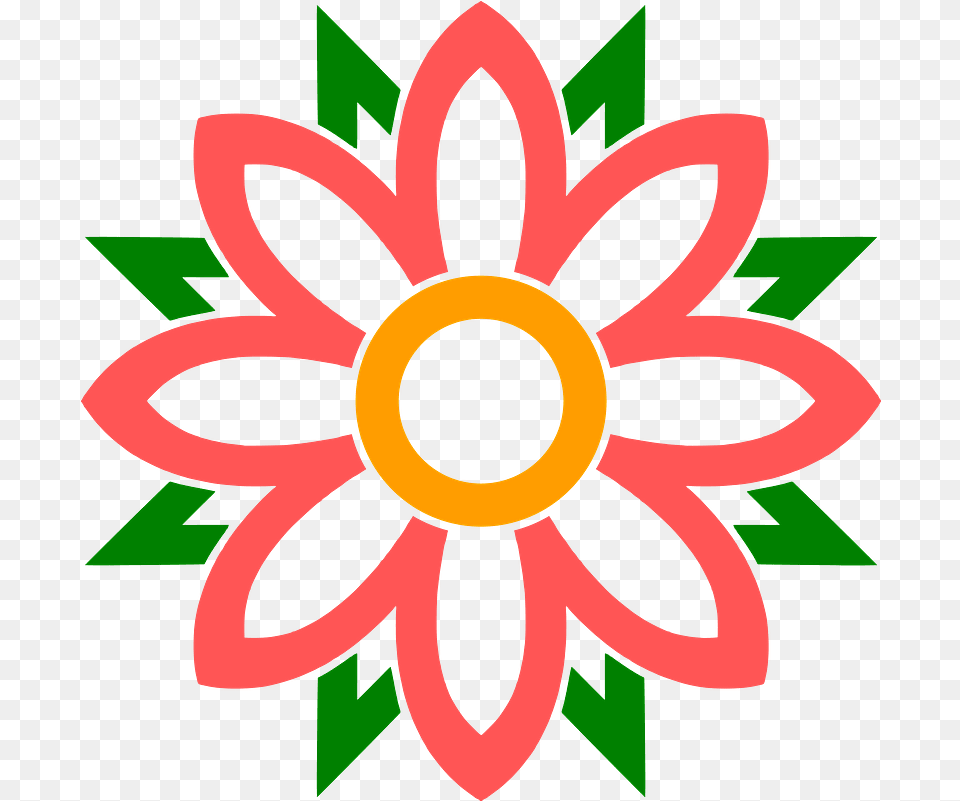 Red Flower Design Clipart Mexican Flowers Hd, Dahlia, Daisy, Plant, Pattern Free Png