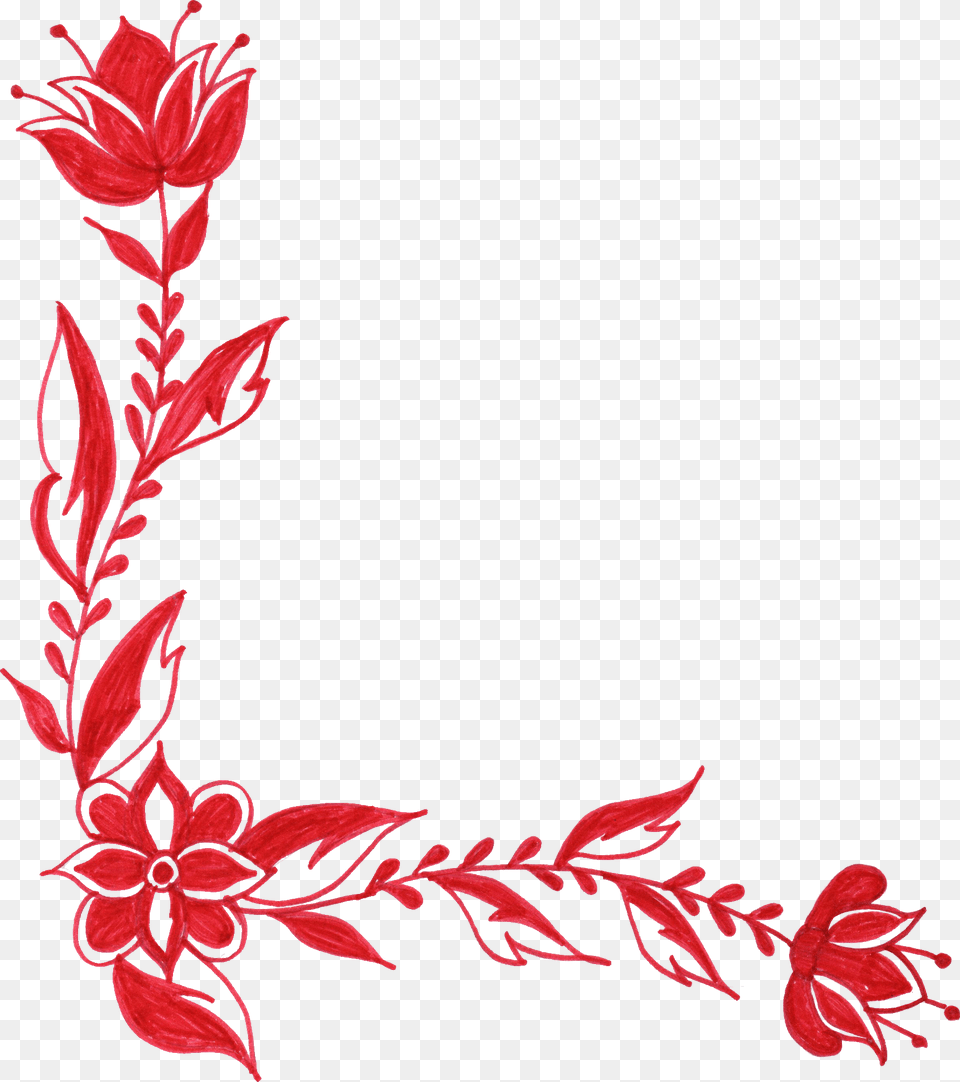 Red Flower Frame, Art, Floral Design, Graphics, Pattern Png