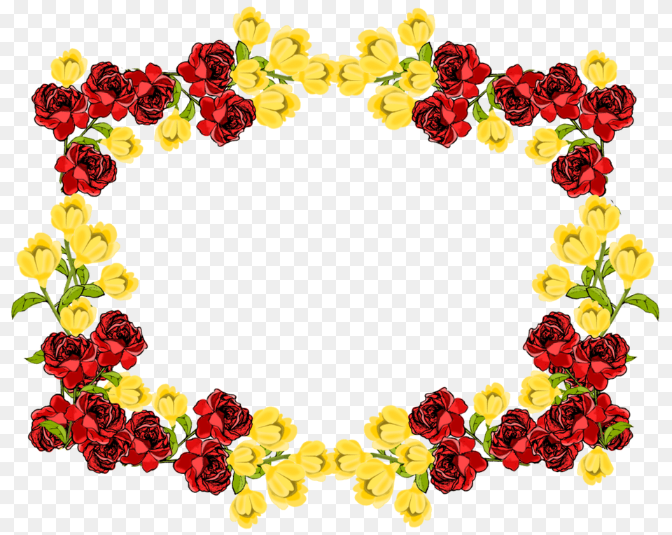 Red Flower Frame Hd Vector Clipart, Rose, Flower Arrangement, Plant, Art Png