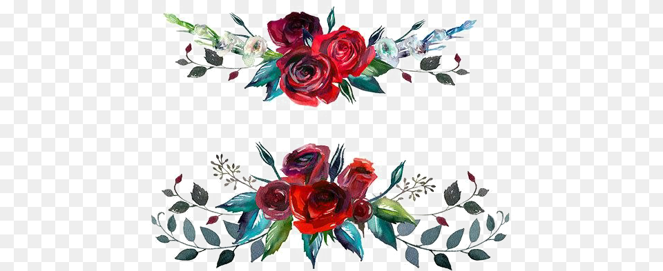 Red Flowers Background Red Rose Watercolor Background, Art, Collage, Floral Design, Flower Png Image