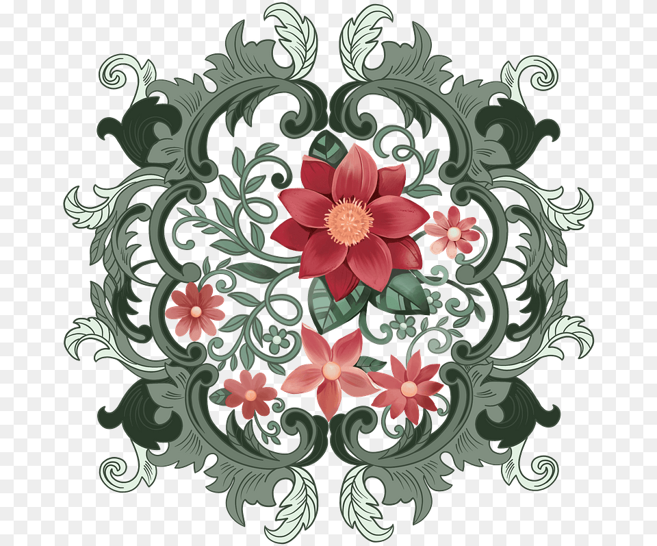 Red Flowers Ornament Clipart Transparent Chrysanths, Art, Floral Design, Graphics, Pattern Free Png Download