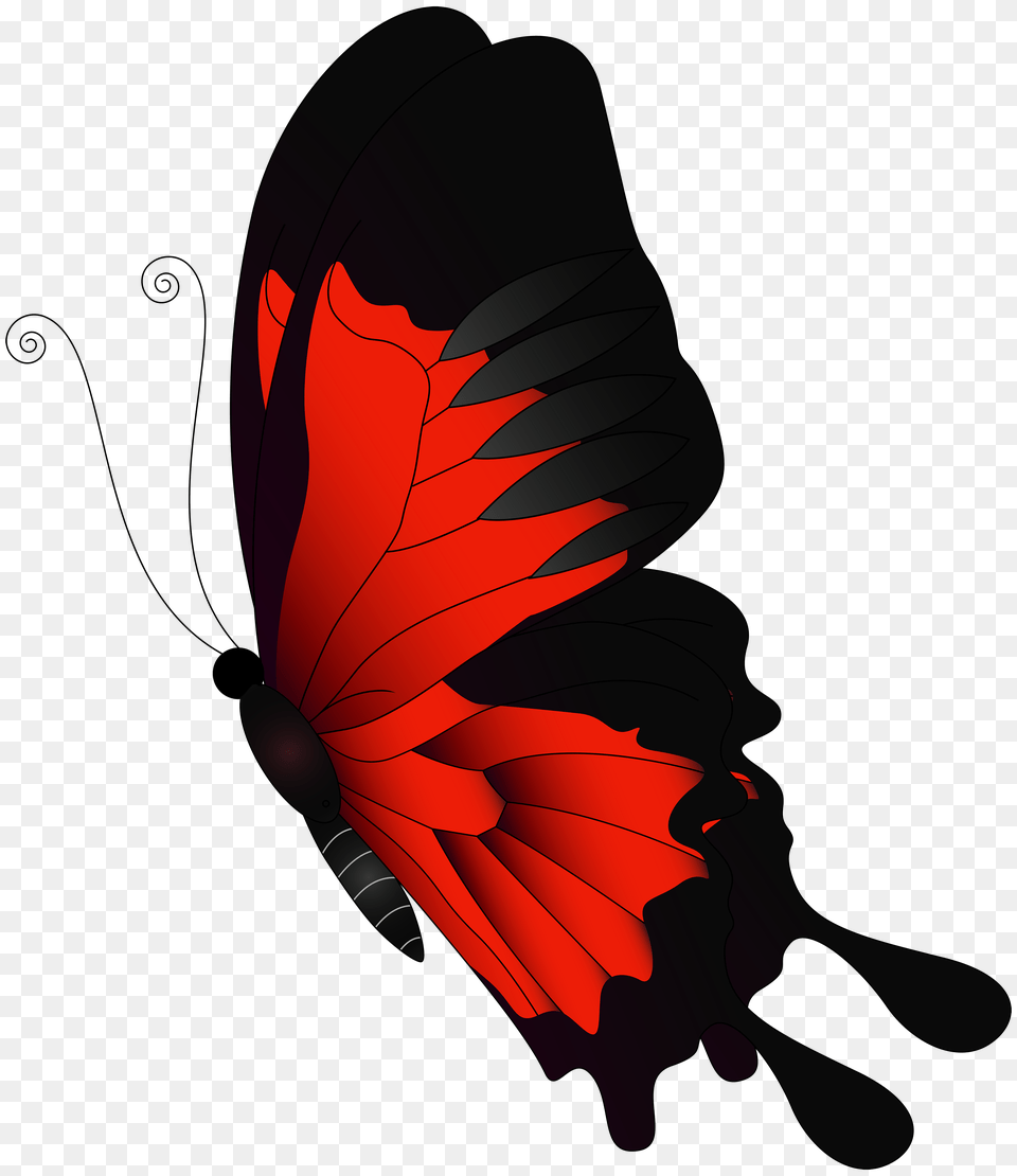 Red Flying Butterfly Clip, Leaf, Plant Png