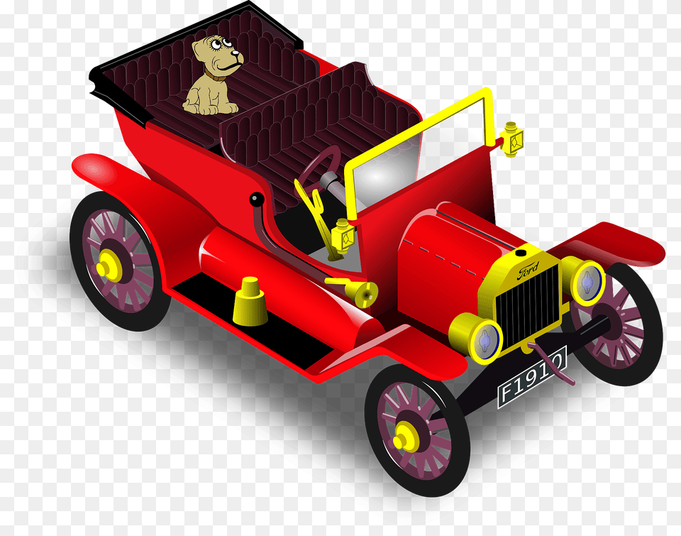 Red Ford Model T With Dog Clipart, Bulldozer, Machine, Transportation, Vehicle Png