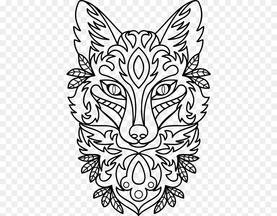 Red Fox Line Art Drawing Arctic Fox, Pattern, Nature, Night, Outdoors Free Png Download