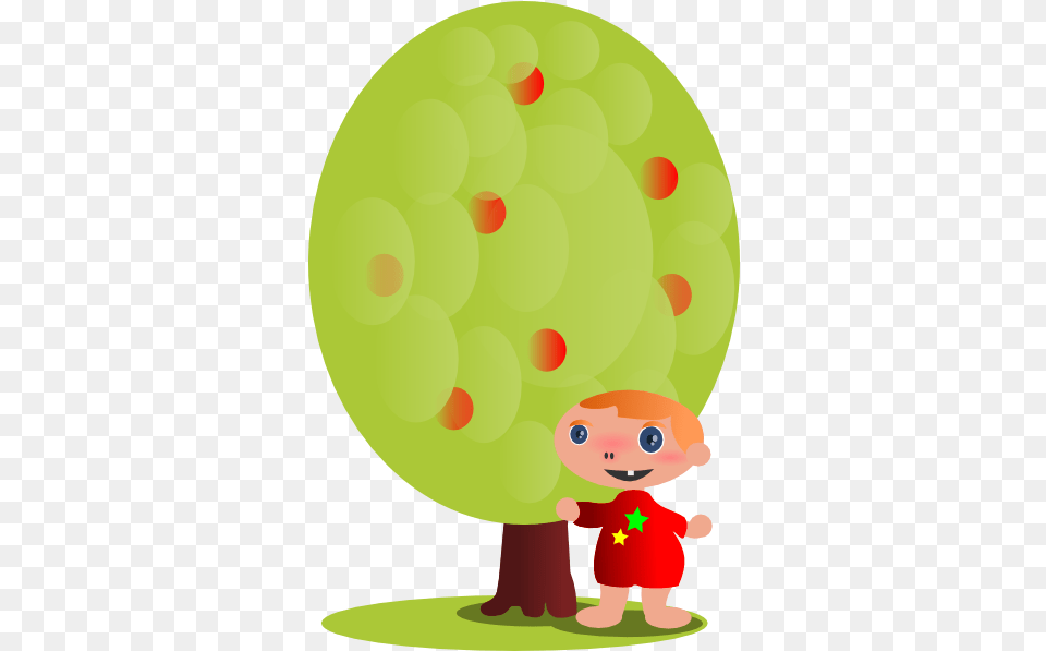 Red Fruit Tree With A Baby Clip Art Vector Arbre Enfant Dessin, Balloon, Person, Face, Head Free Png