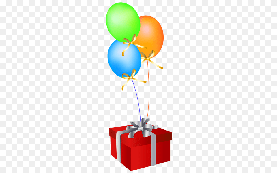 Red Gift Box With Balloons Birthday Happy, Balloon Png
